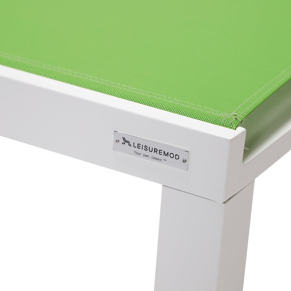 Marlin Patio Chaise Lounge Chair With White Aluminum Frame, Set of 2 in Green. Picture 12