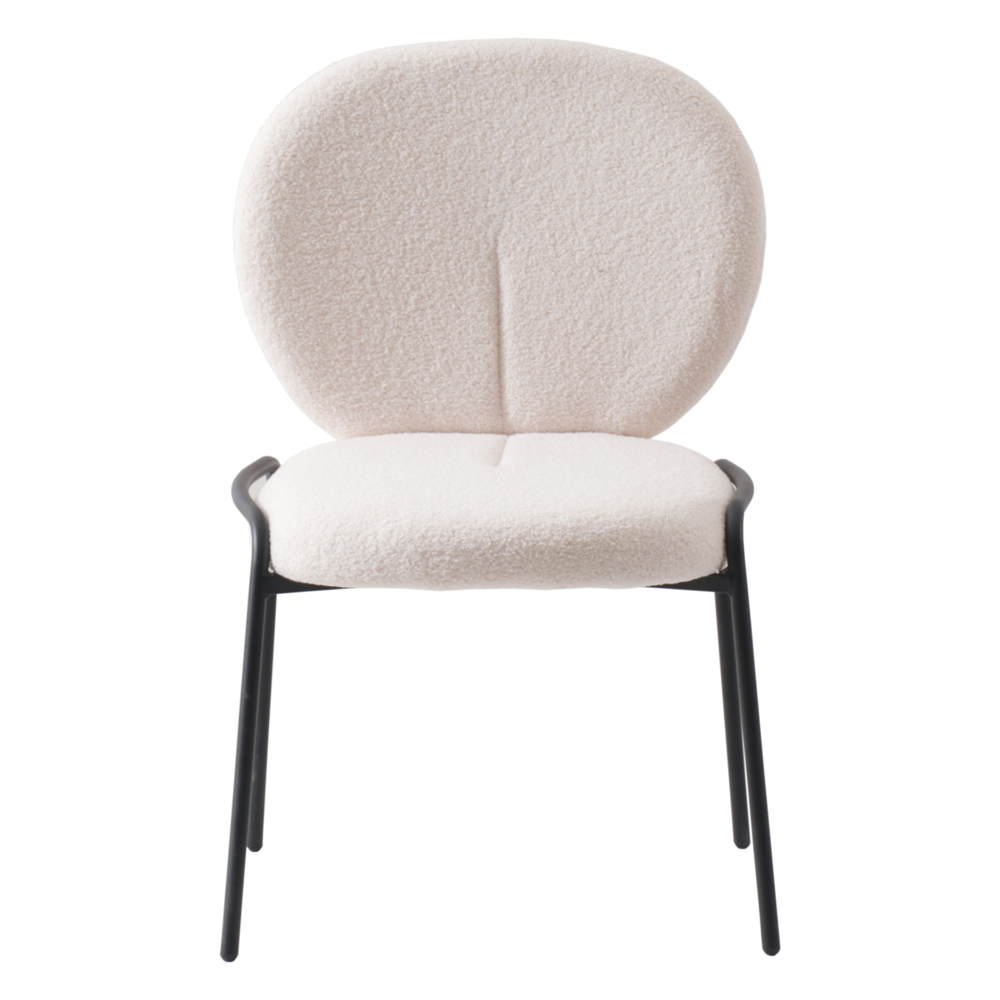 Boucle Dining Side Chair with Black Powder Coated Iron Frame. Picture 3