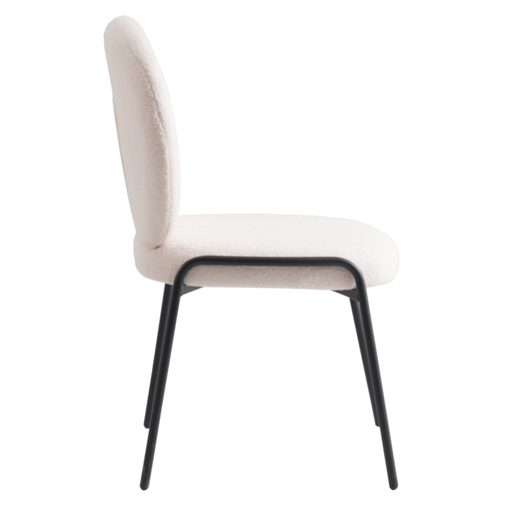 Boucle Dining Side Chair with Black Powder Coated Iron Frame. Picture 1