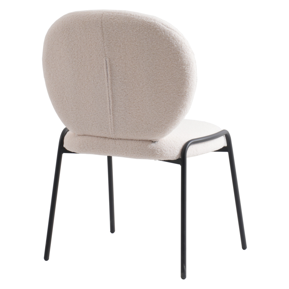 Boucle Dining Side Chair with Black Powder Coated Iron Frame. Picture 4