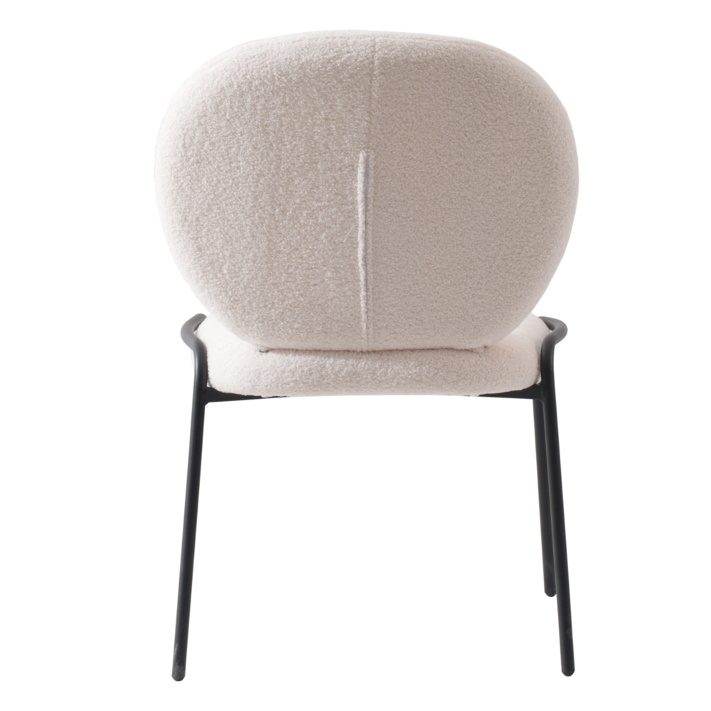 Boucle Dining Side Chair with Black Powder Coated Iron Frame. Picture 5