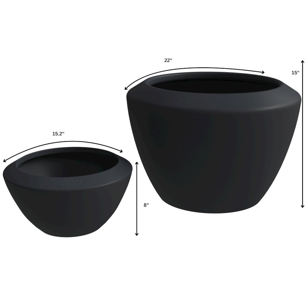 Vessel Series Poly Stone Planter in Black 22" Dia 15" high. Picture 17