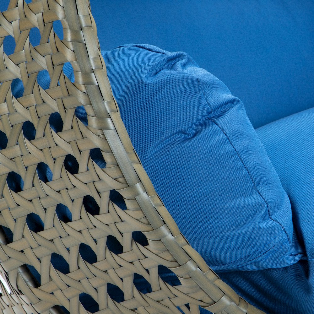 Beige Wicker Hanging 2 person Egg Swing Chair. Picture 9