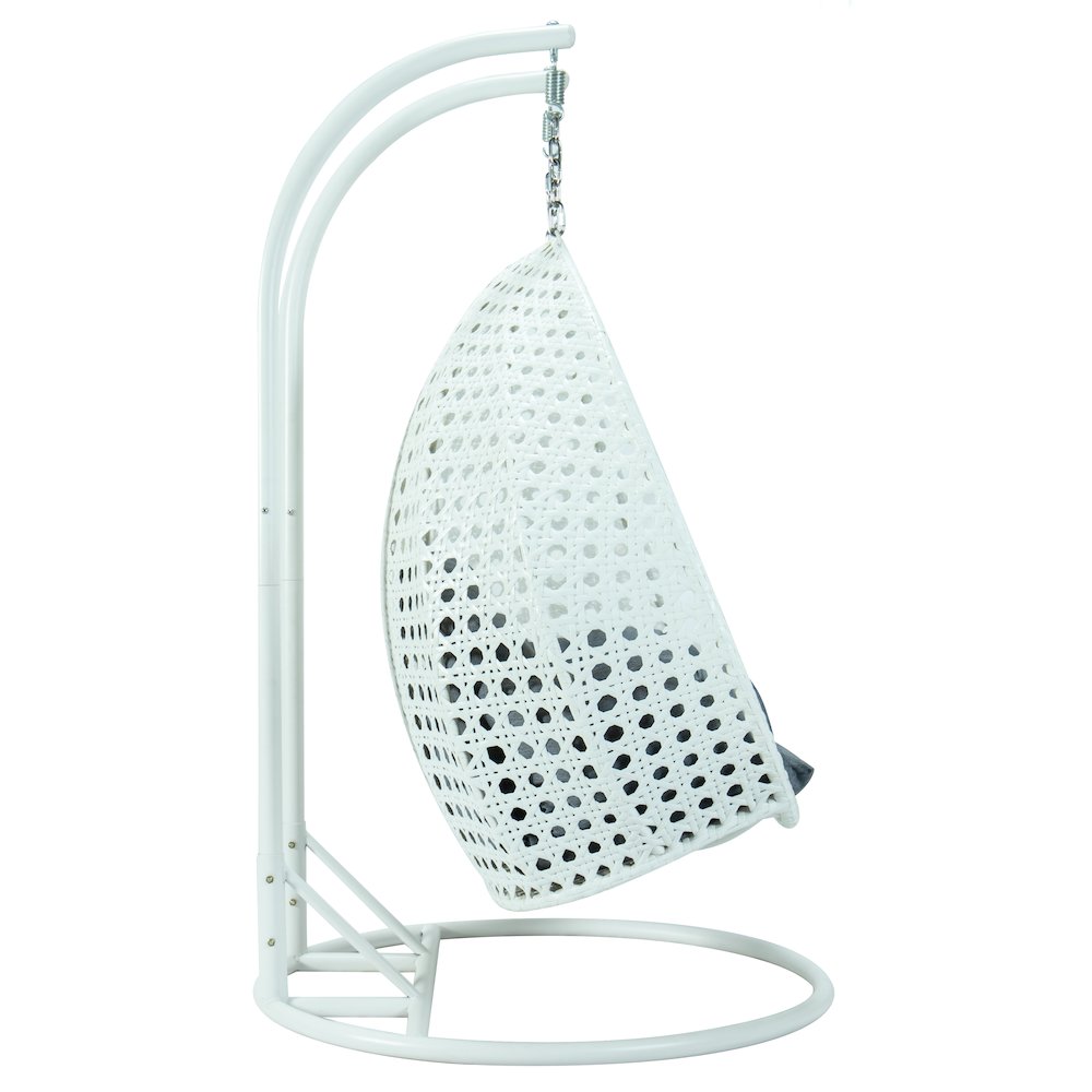 White Wicker Hanging 2 person Egg Swing Chair. Picture 6