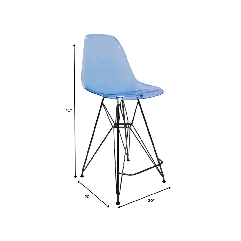 Modern Acrylic Bar stool Cresco Collection Black Base with Trans Blue seat. Picture 44