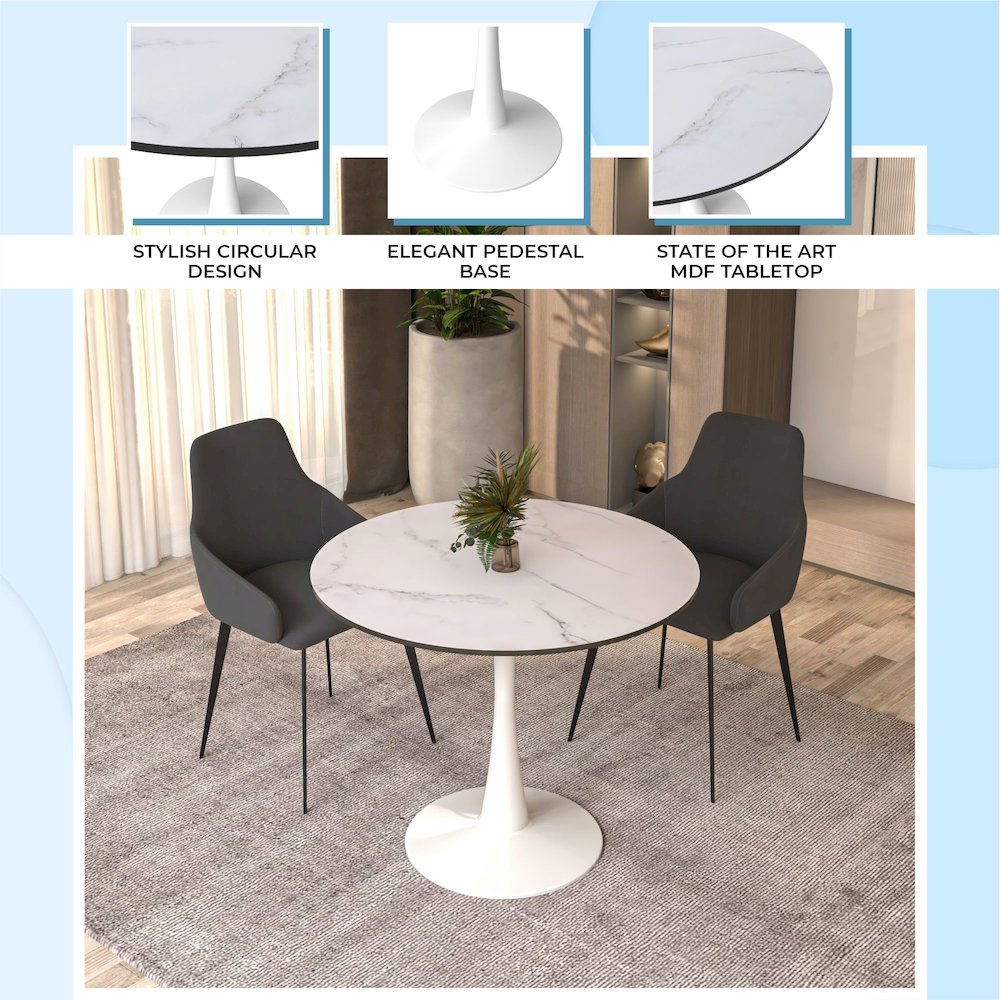Bristol Mid-Century Modern Round Dining Table. Picture 25