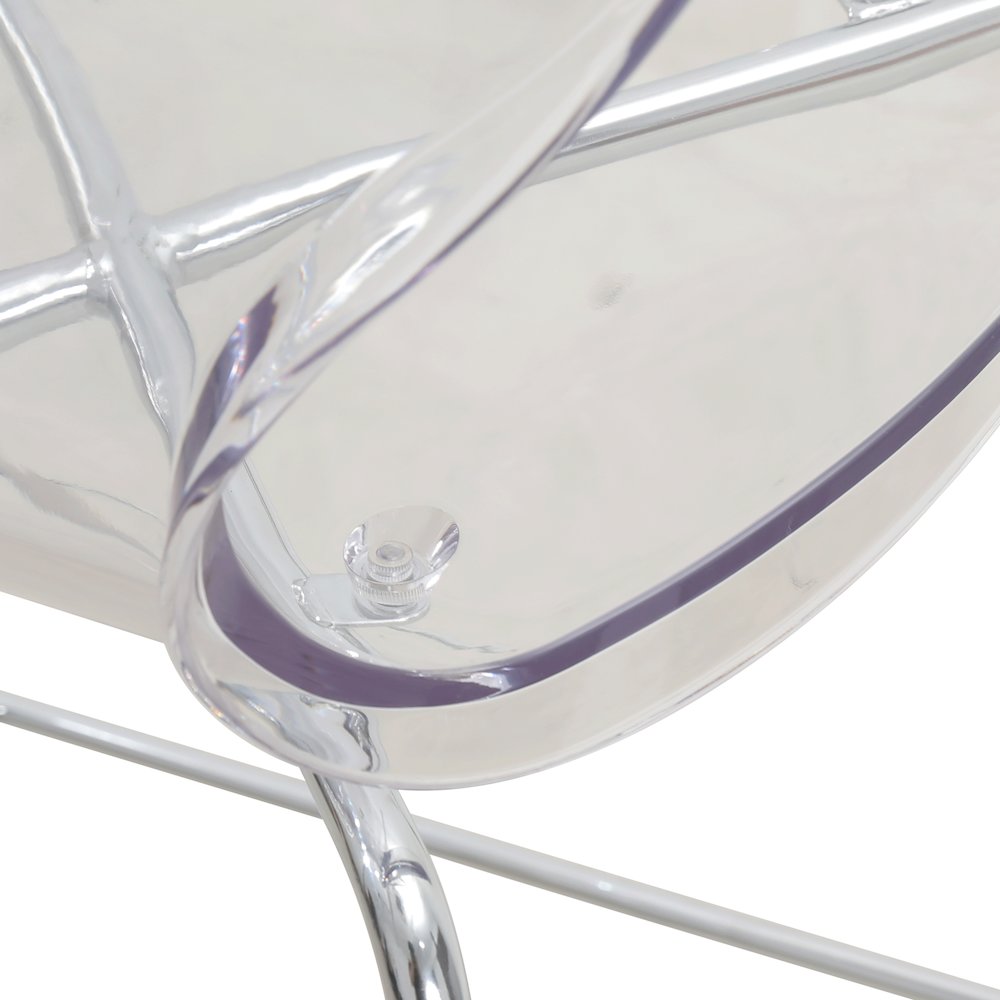 Oyster Acrylic Barstool with Steel Frame in Chrome Finish Set of 2 in Clear. Picture 11