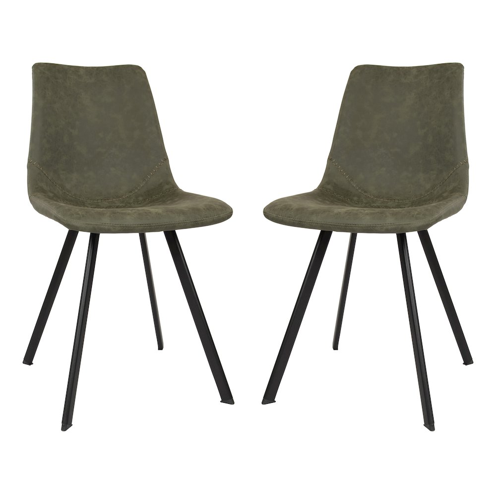 Markley Modern Leather Dining Chair With Metal Legs Set of 2. Picture 3