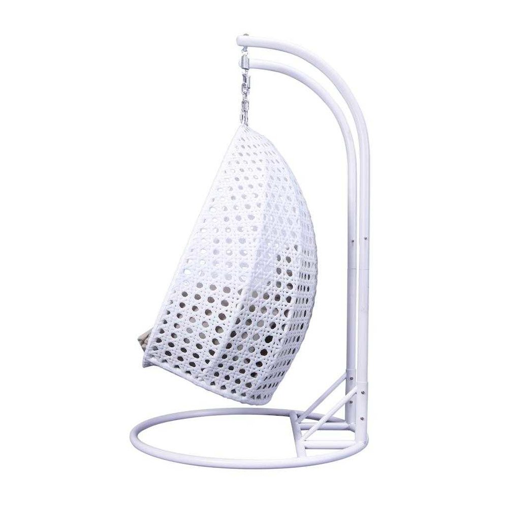 White Wicker Hanging 2 person Egg Swing Chair. Picture 4