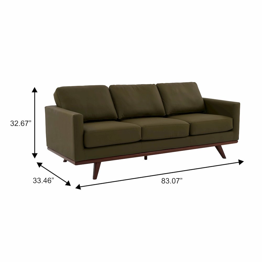 Chester Modern Faux Leather Sofa in Green Leather. Picture 12