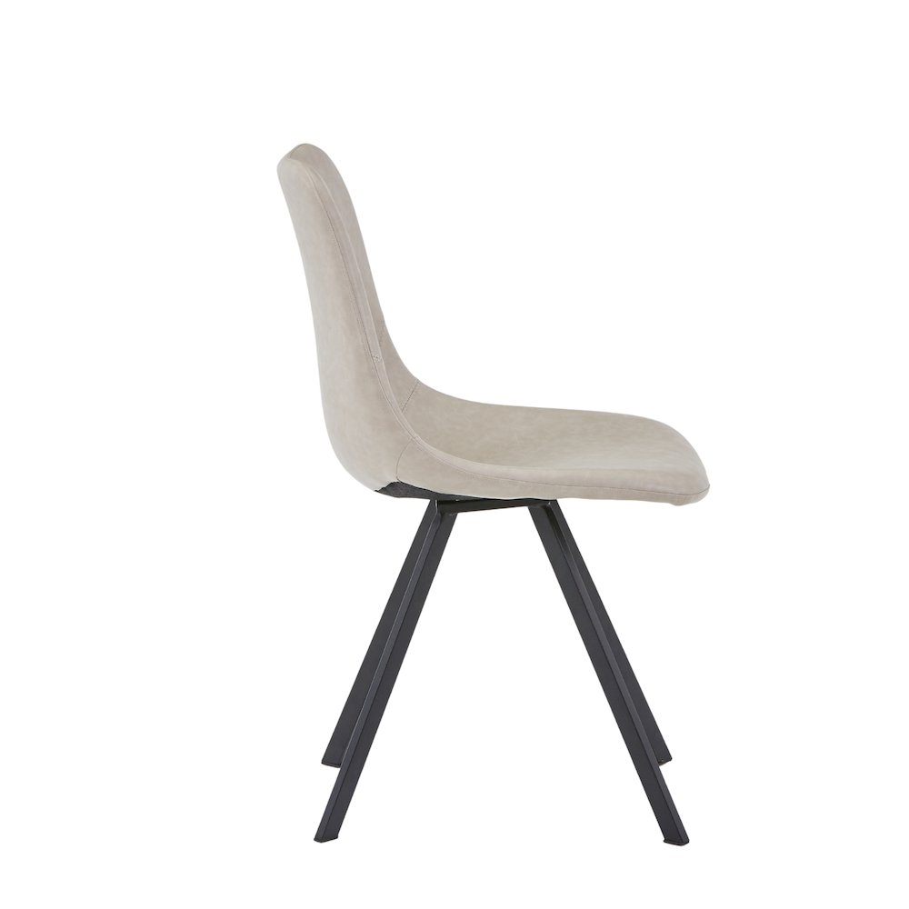 Markley Modern Leather Dining Chair With Metal Legs, Light Grey. Picture 14