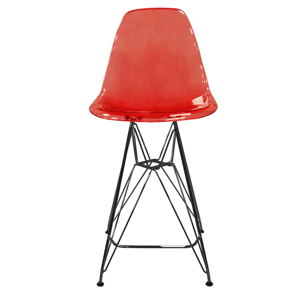 Modern Acrylic Bar stool Cresco Collection Black Base with Trans Red seat. Picture 25