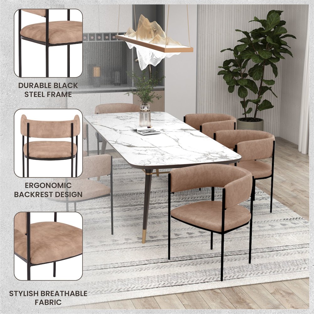 Cyril Collection Modern Chair in Light Brown Velvet. Picture 28