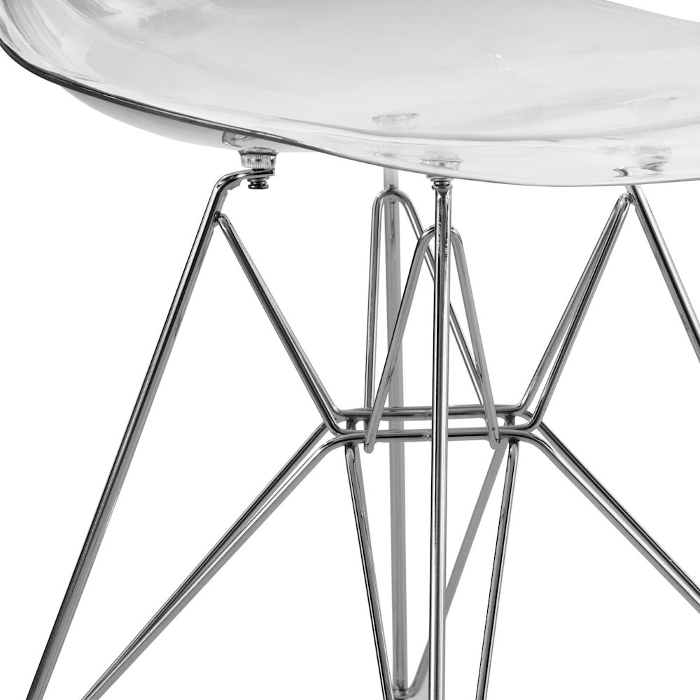 5-Piece Dining Set 35" Round Dining Table in Chrome - Clear. Picture 9