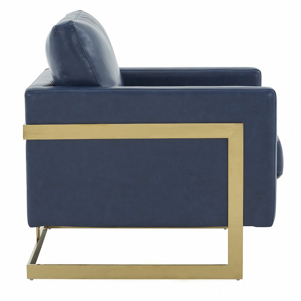 Lincoln Leather Accent Armchair With Gold Frame. Picture 7