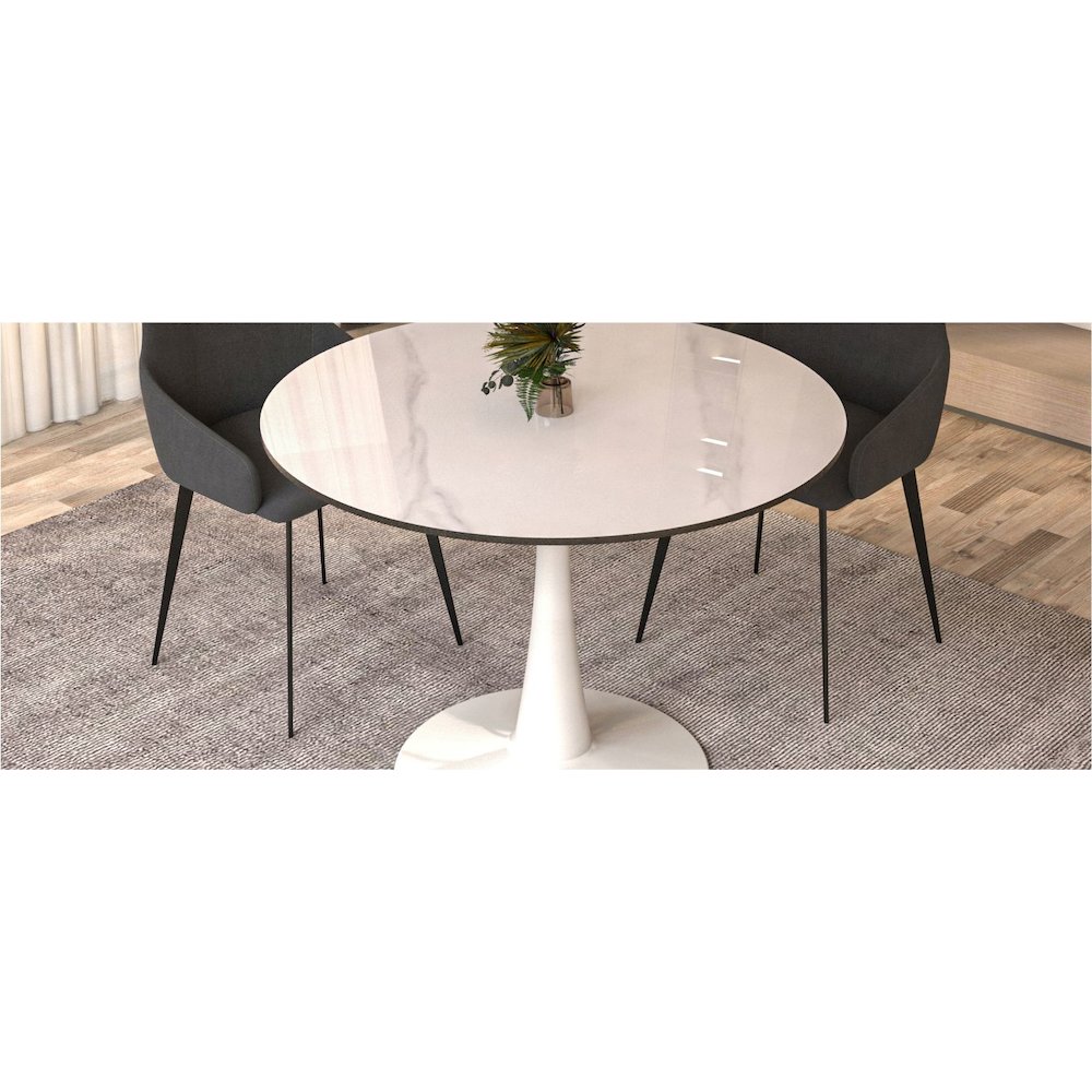 Bristol 40" round dining table White base with White Sintered stone Top. Picture 28