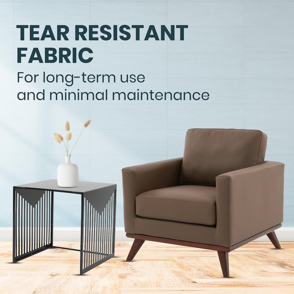 Chester Modern Faux Leather Accent Arm Chair in Taupe Leather. Picture 4