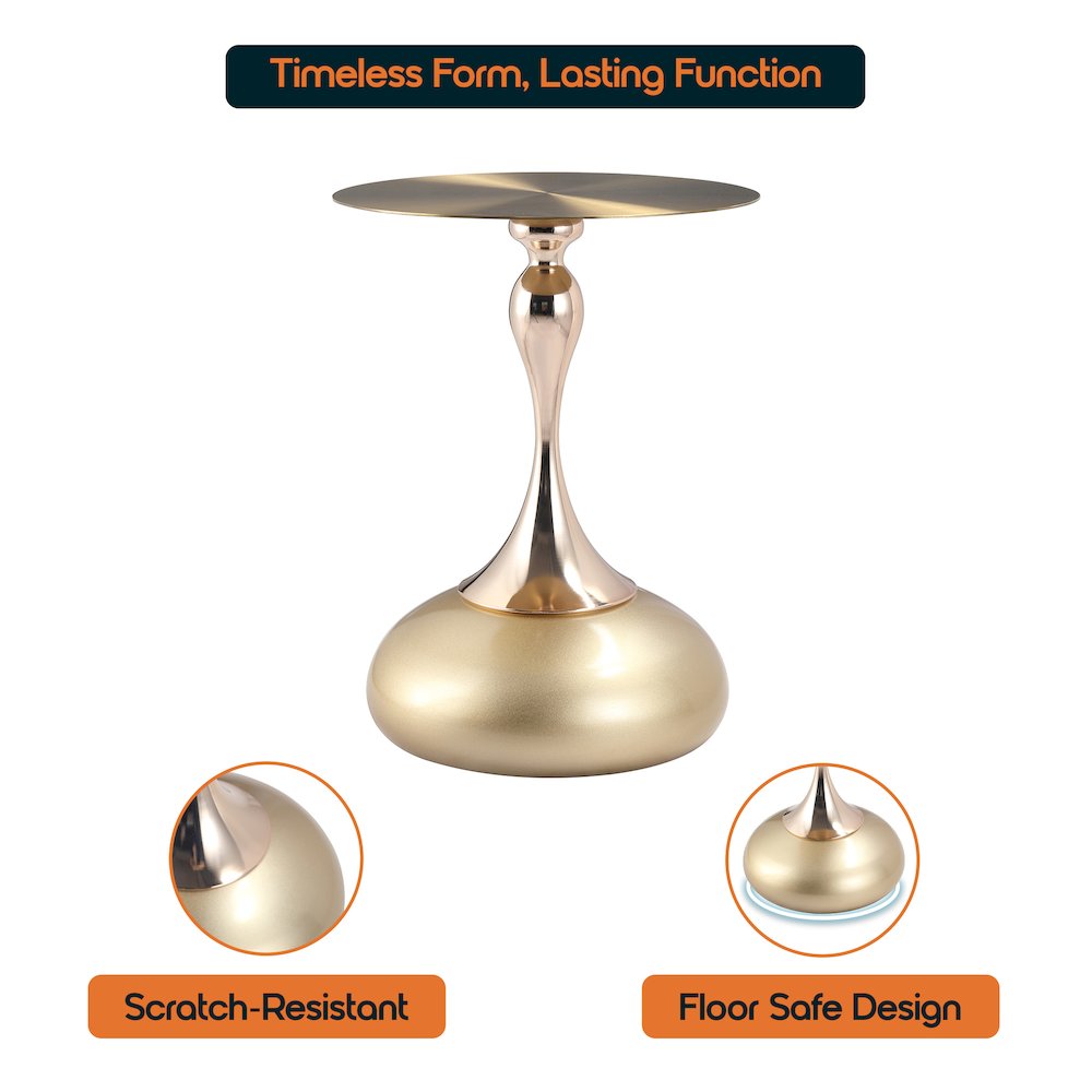Savoy Collection Modern End Table In Gold With Gold Top. Picture 23