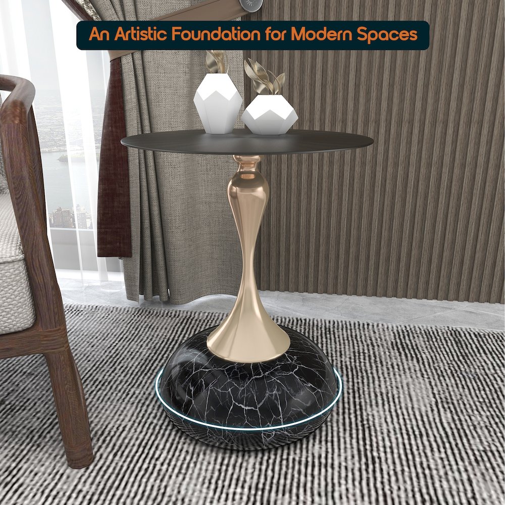 Savoy Collection Modern End Table In Stone Black. Picture 10