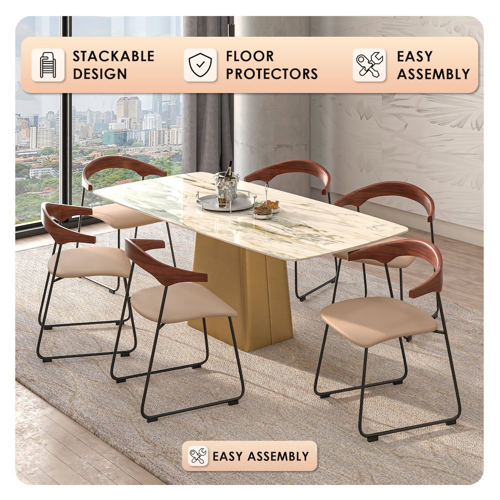 Lyra Collection Modern Chair in Dark Wood back and Taupe Seat. Picture 1