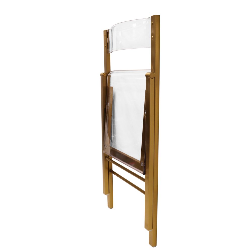 Menno Modern Acrylic Gold Base Folding Chair. Picture 2