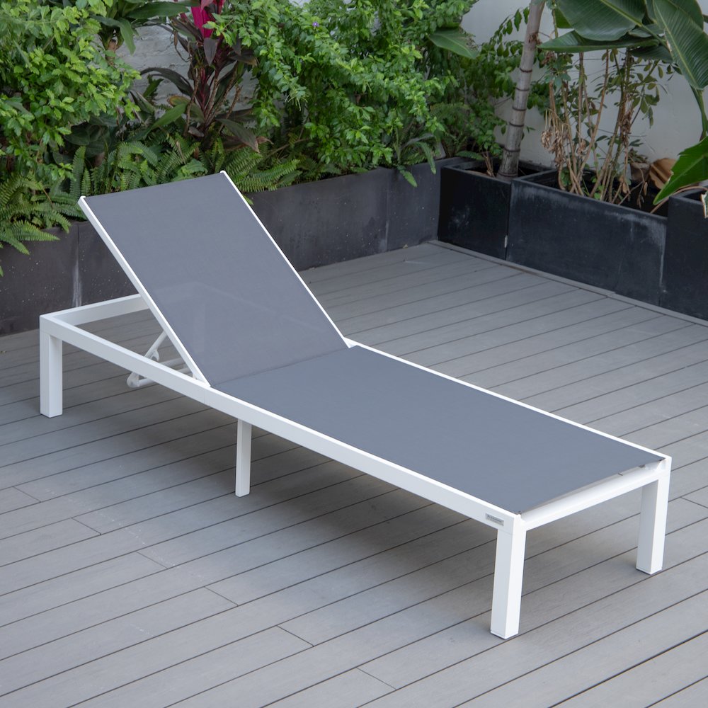 Marlin Modern White Aluminum Outdoor Patio Chaise Lounge Chair. Picture 20