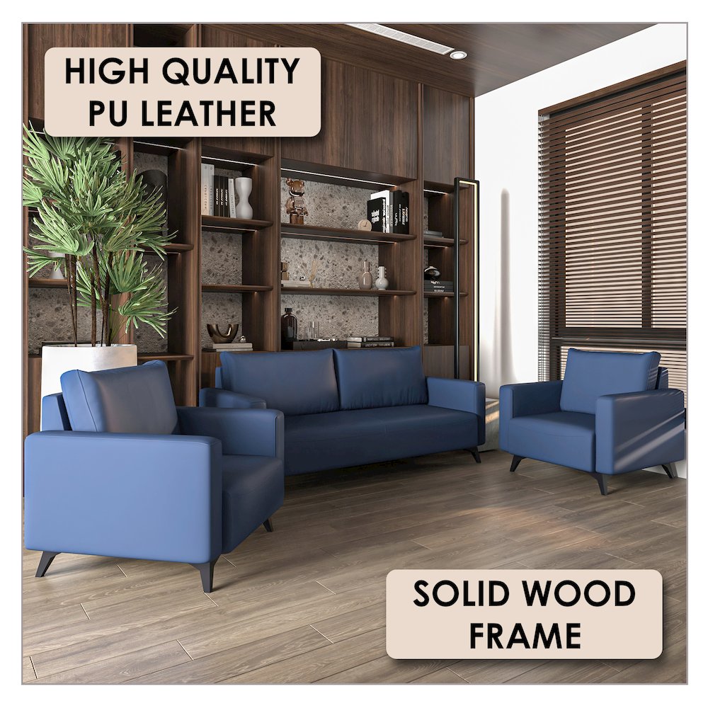Inno Collection Sofa Set, 2 Single Seaters, and 3 seater In Dark Blue. Picture 4