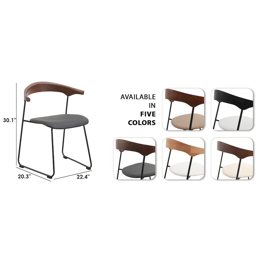 Lyra Collection Modern Chair in Black Walnut Color back and Black Seat. Picture 6