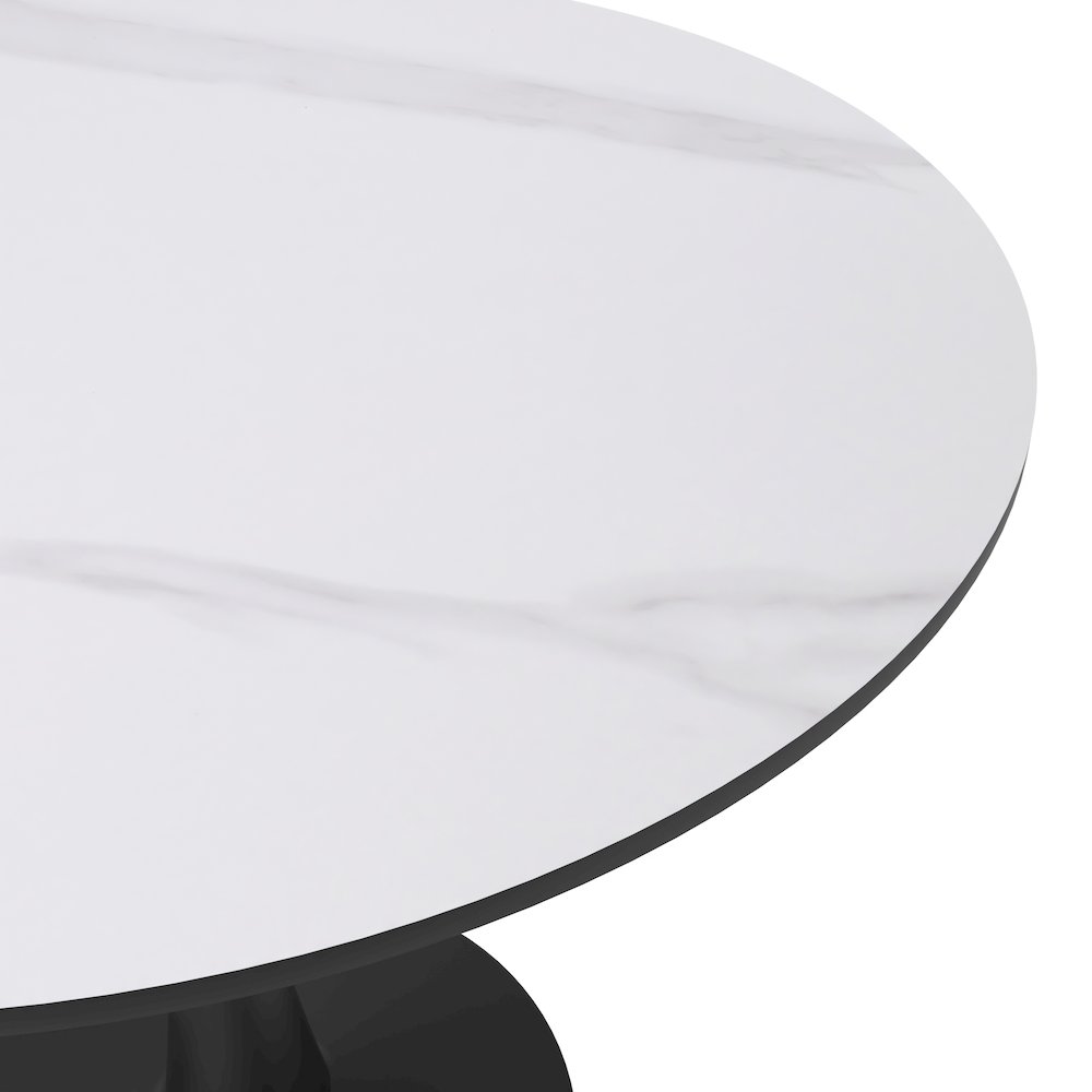 Bristol 31" round dining table Black base with White Sintered stone Top. Picture 5