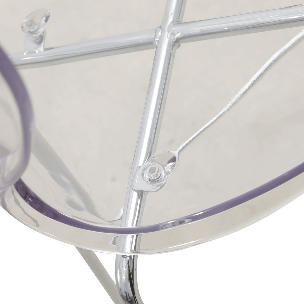 Oyster Acrylic Barstool with Steel Frame in Chrome Finish Set of 2 in Clear. Picture 9