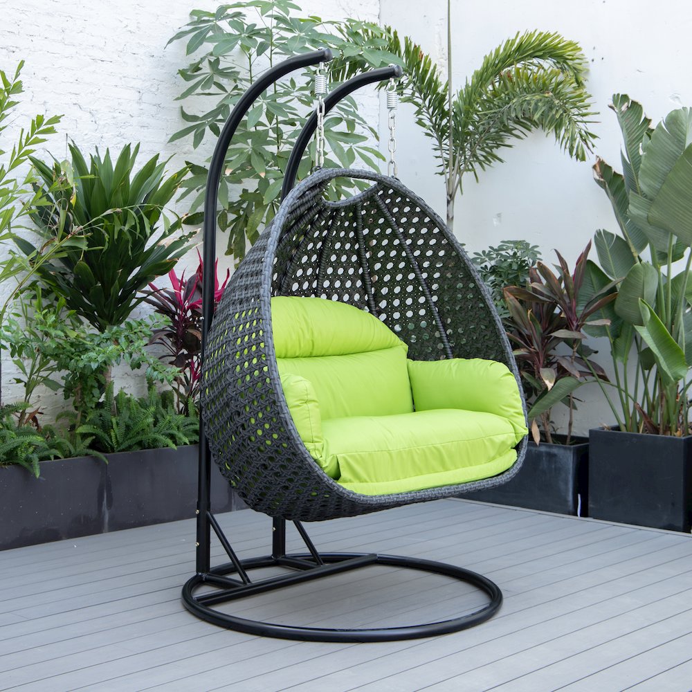 Mendoza Charcoal Wicker Hanging 2 person Egg Swing Chair. Picture 2
