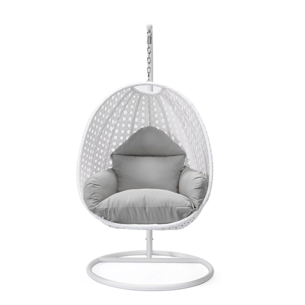 White Wicker Hanging Egg Swing Chair. Picture 3