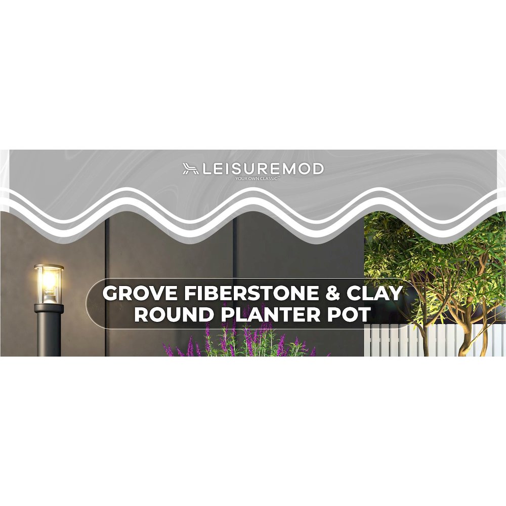 Grove Series Hemisphere Poly Clay Planter in Aged Concrete 14.9 Dia, 7.8 High. Picture 13