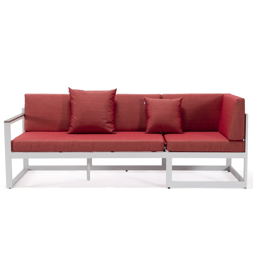 Chelsea White Sectional With Adjustable Headrest & Coffee Table With Cushions. Picture 8