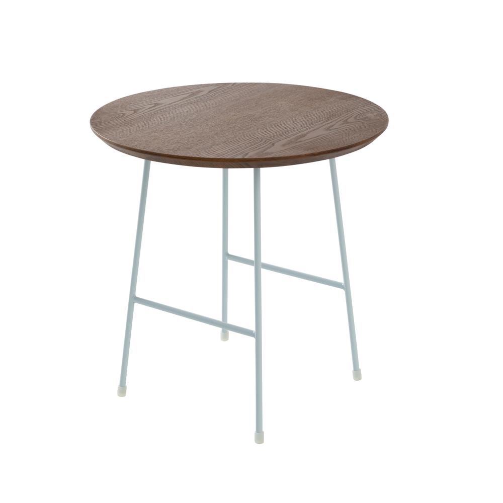 Rossmore Mid Century Modern Round Side Table With White Steel Frame. Picture 4