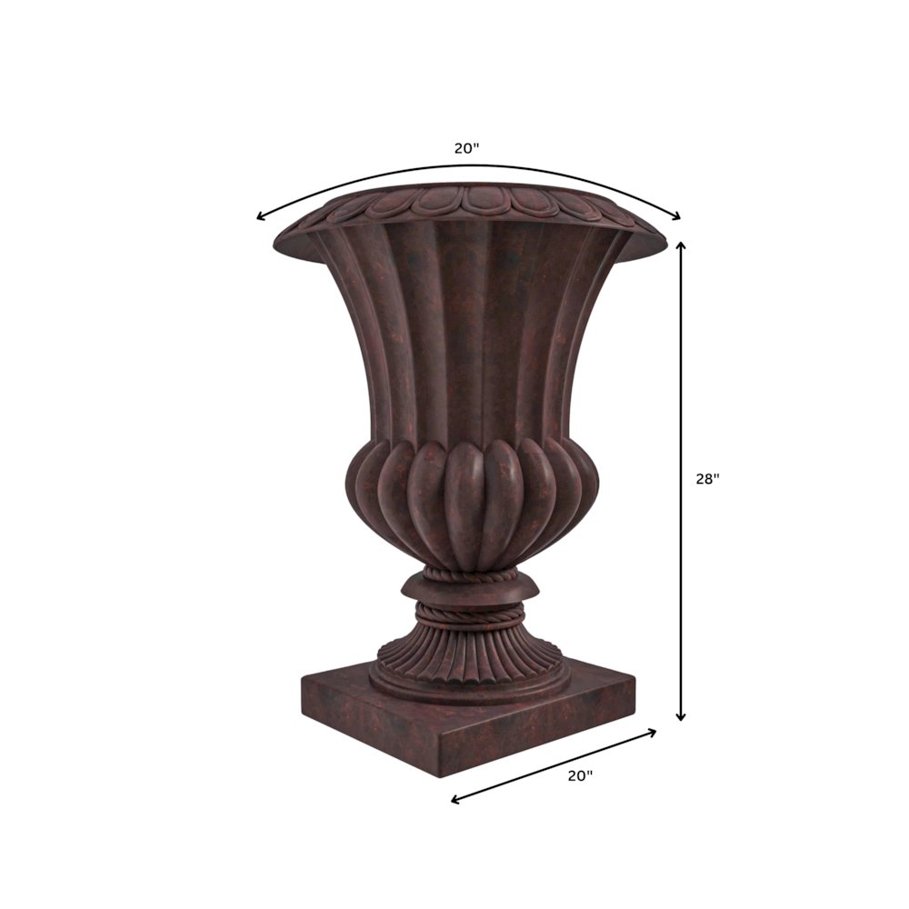 Lotus Series Poly Stone Planter in Brown, 20 Dia, 28 High. Picture 1