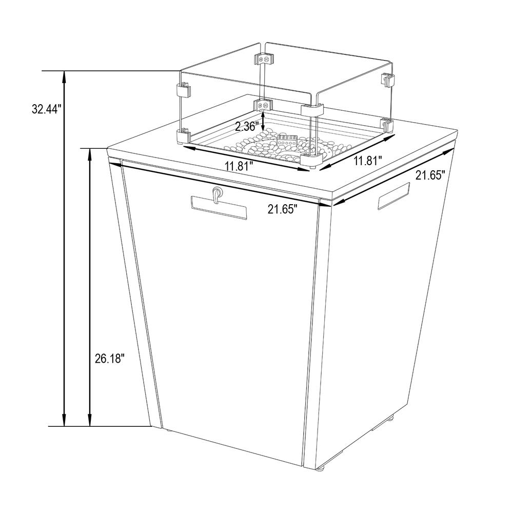 Chelsea Aluminum Patio Modern Propane Fire Pit Side Table. Picture 9