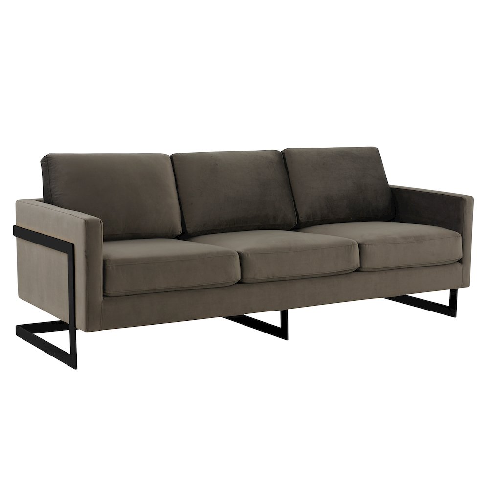 Lincoln Dark Grey Velvet Sofa With Black Frame. Picture 6
