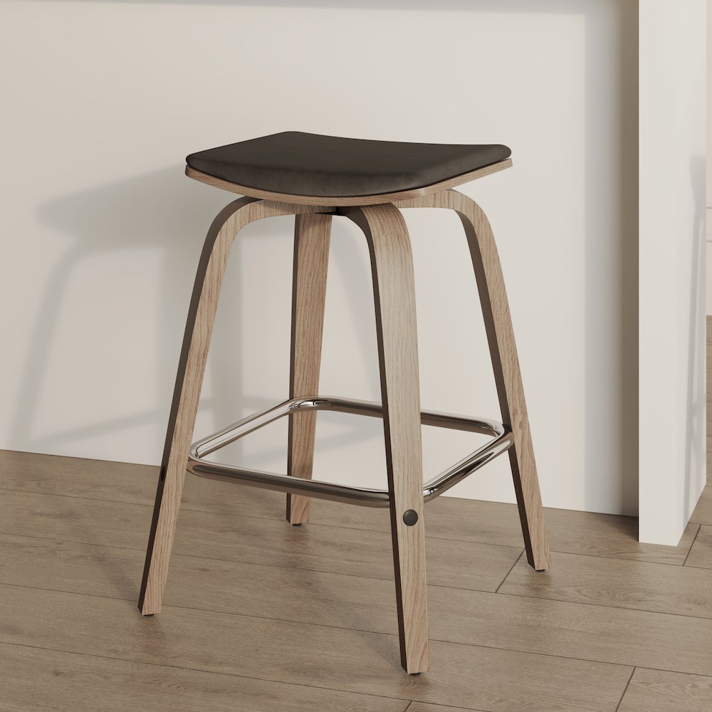 Wooden Counter Stool in Brown. Picture 6