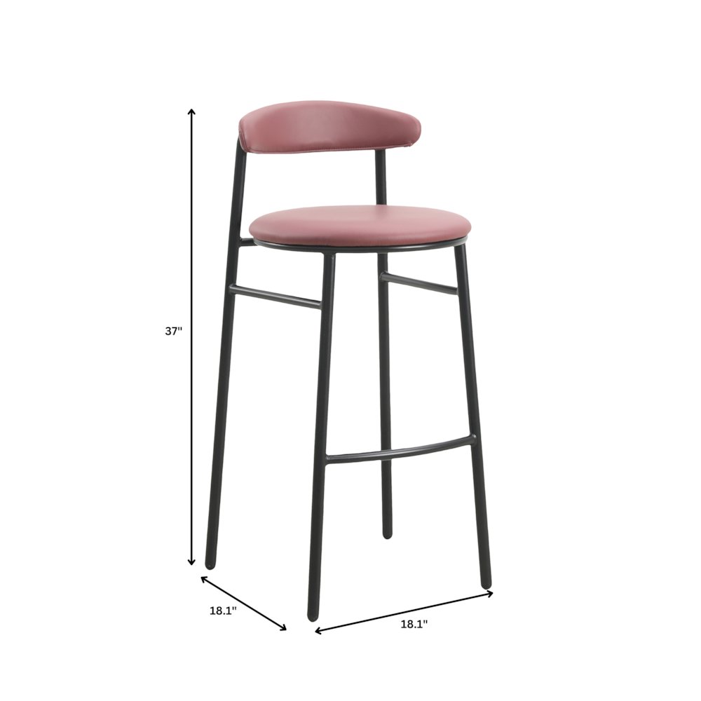 Lume Collection Modern Bar Stool in Burgundy. Picture 11