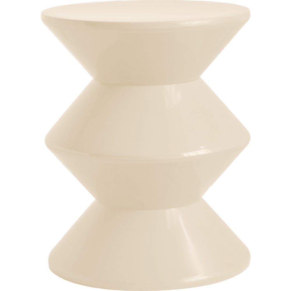 Aura Modern Plastic Side End Table, Indoor/Outdoor Use, Ivory. Picture 1