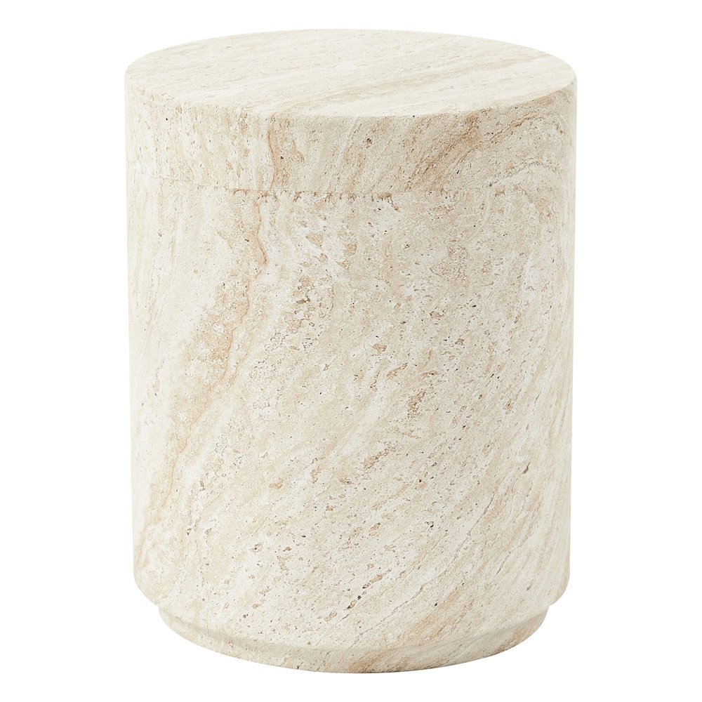 Modern Side End Table Ramble Series In Travertine. Picture 2