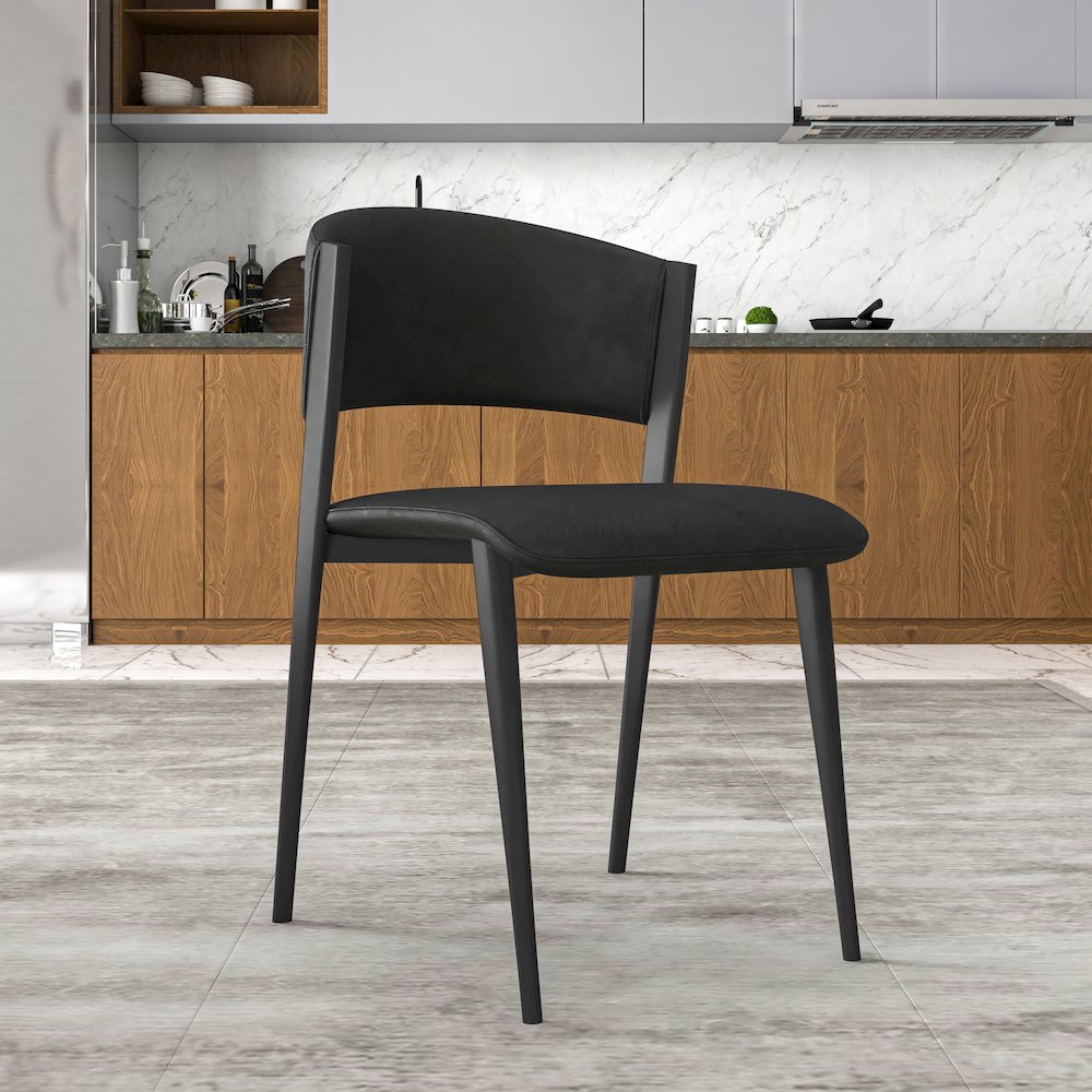 Aspen Collection Modern Dining Chair Black Frame in Black. Picture 6