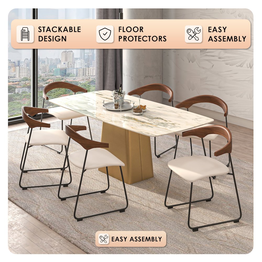 Lyra Collection Modern Chair in Walnut Color back and Taupe Seat. Picture 1
