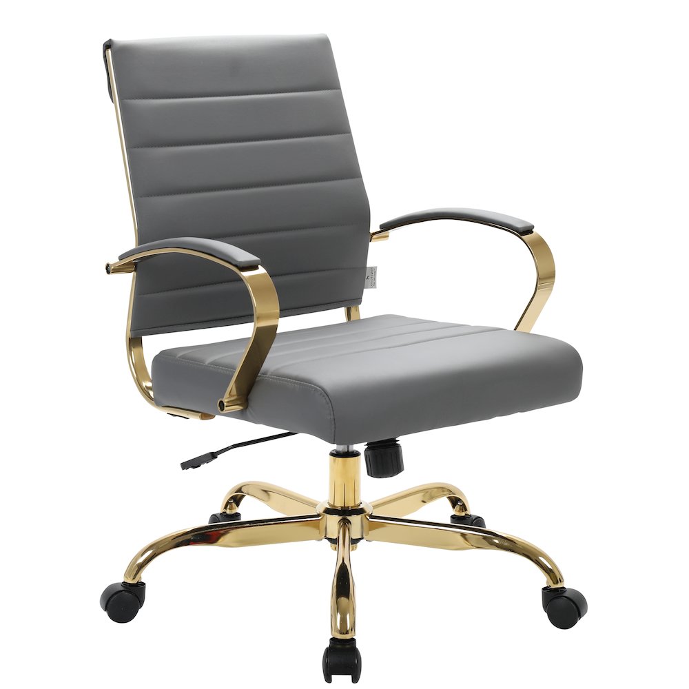 Benmar Home Leather Office Chair With Gold Frame. Picture 4