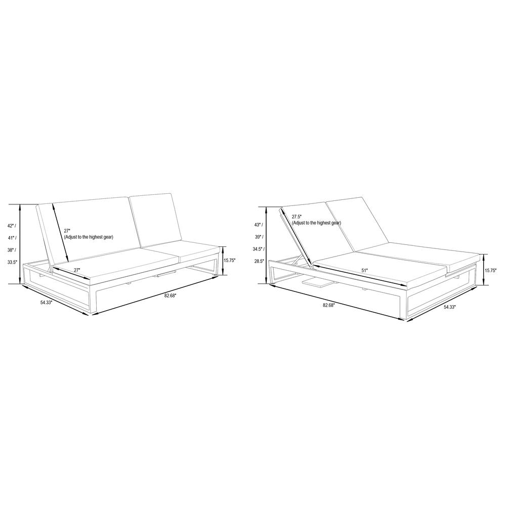 Chelsea Convertible Lounge Reclining Double Chaise With Cushions. Picture 13