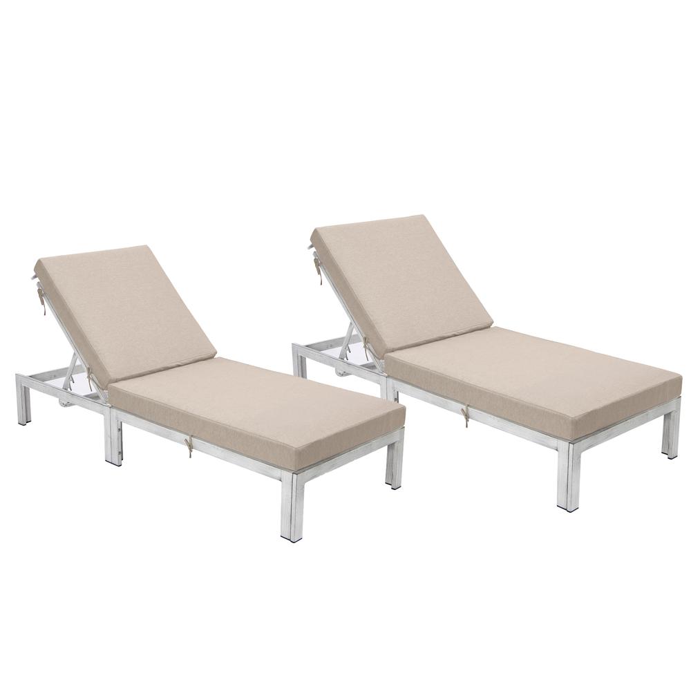 Chelsea Modern Outdoor Weathered Grey Chaise Lounge Chair With Cushions. Picture 19