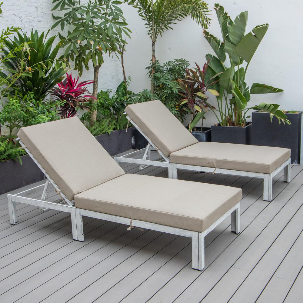 Chelsea Modern Outdoor Weathered Grey Chaise Lounge Chair With Cushions. Picture 13