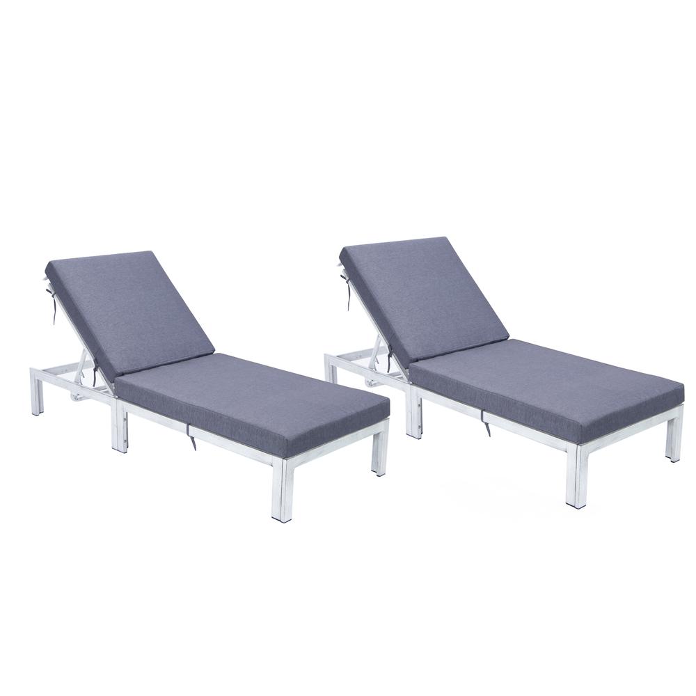 Chelsea Modern Outdoor Weathered Grey Chaise Lounge Chair With Cushions. Picture 13