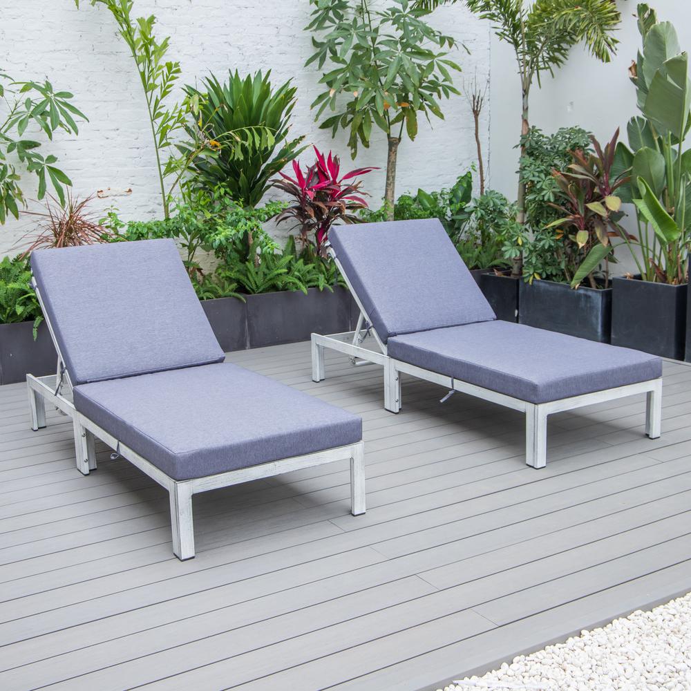 Chelsea Modern Outdoor Weathered Grey Chaise Lounge Chair With Cushions. Picture 9